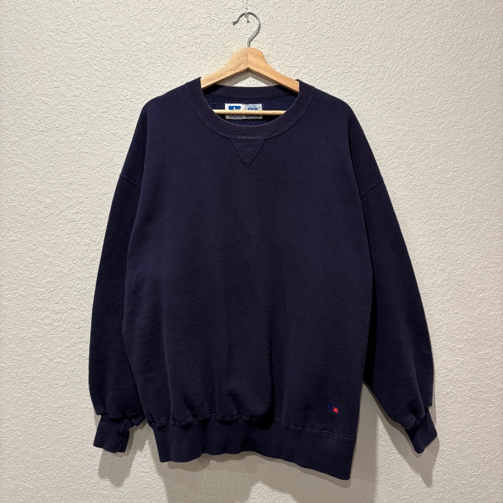 Russell Athletics Navy Blue Oversized Sweatshirt Crewneck USA Made Size XXL